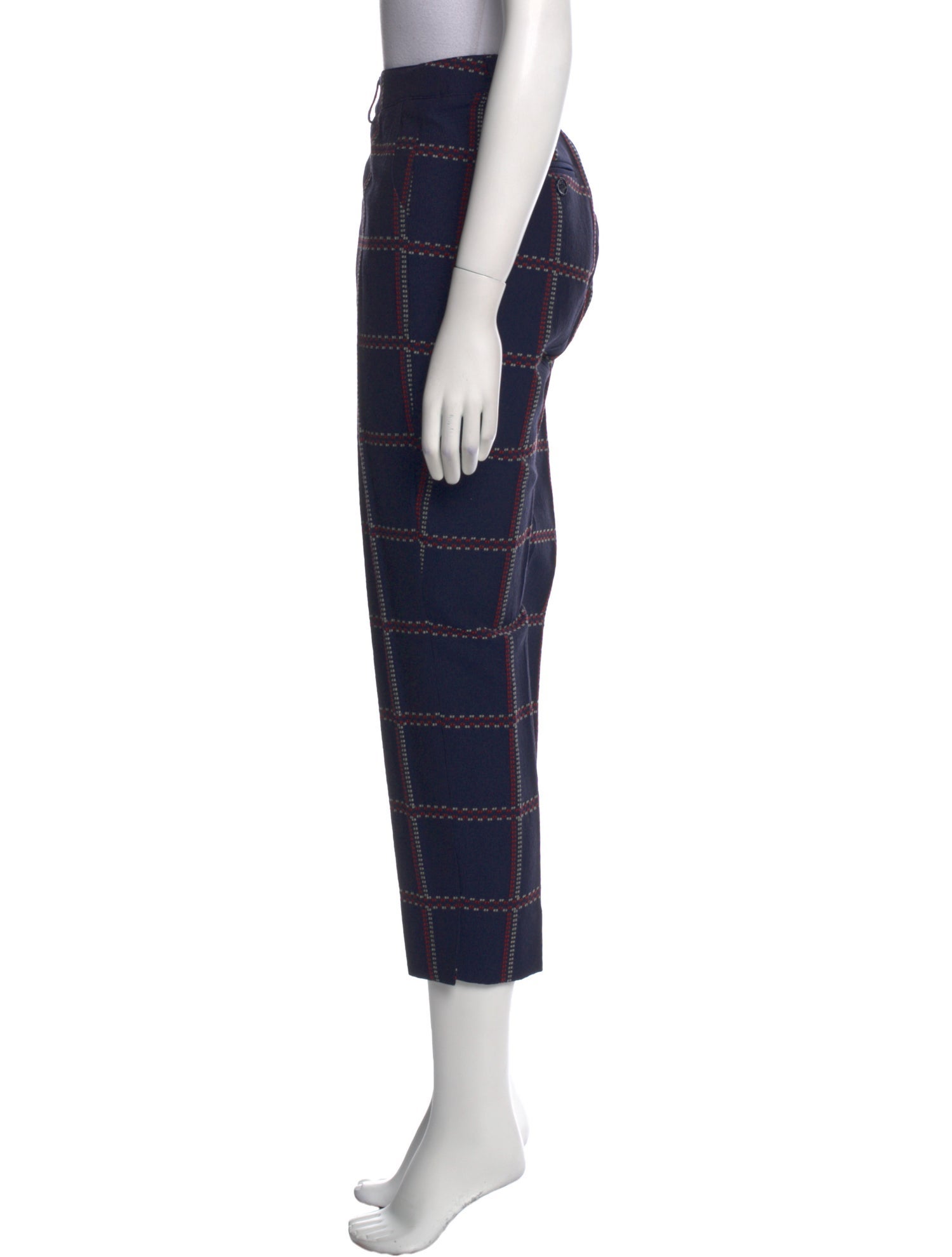 Maison Common Plaid Print Straight Leg Pants