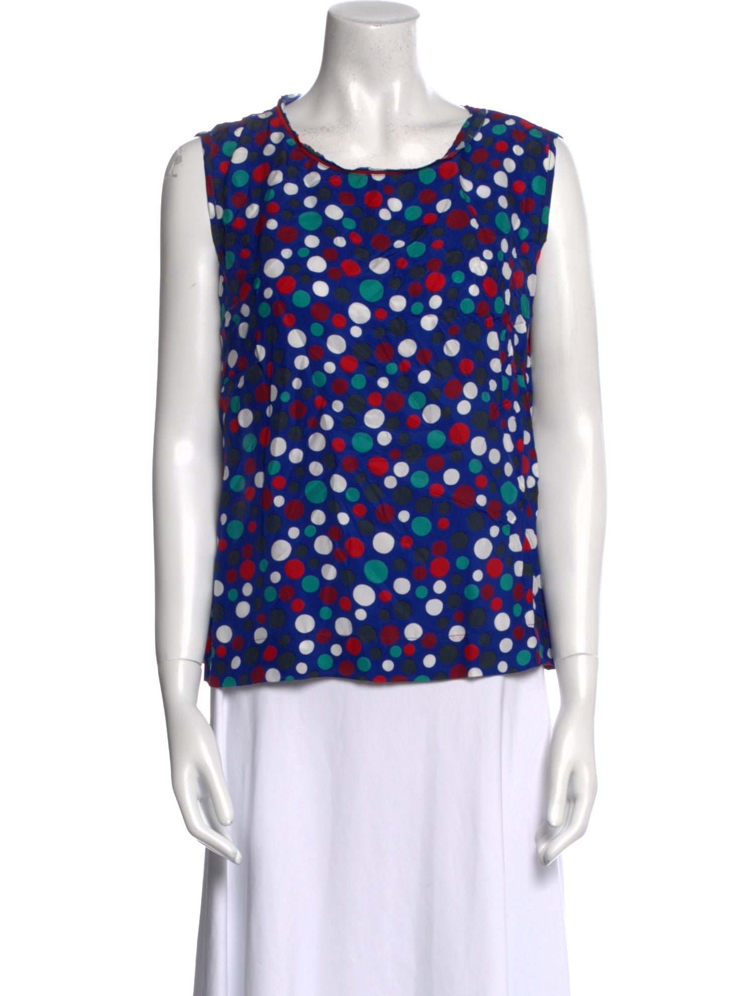 Maison Common Polka Dot Print Scoop Neck Blouse