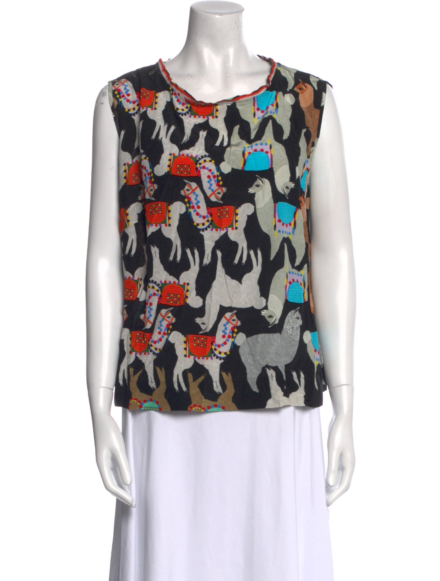 Maison Common Printed Scoop Neck Blouse