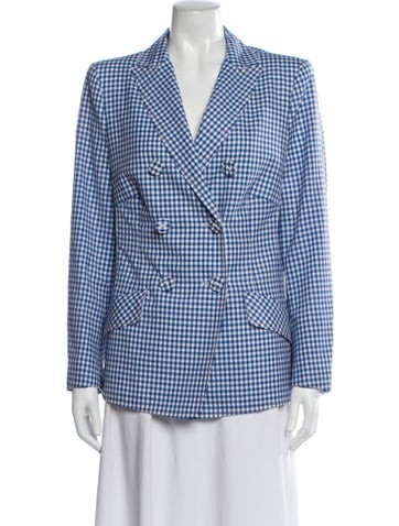 Pre-owned Maison Common Plaid Print Blazer In Blue