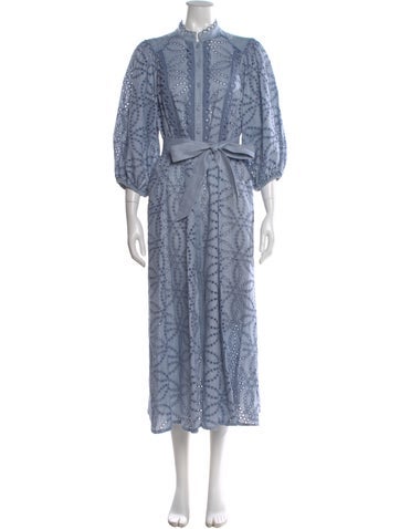 Pre-owned Maison Common Linen Long Dress In Blue