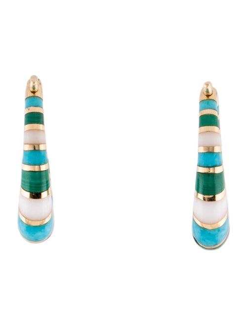 Orly Marcel 18K Turquoise, Malachite & White Onyx Mini Inlay Hoops