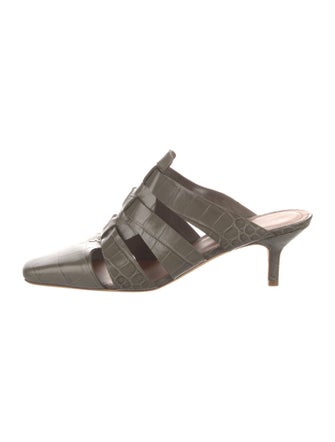 Malone Souliers x Deveaux New York Leather Printed Mules