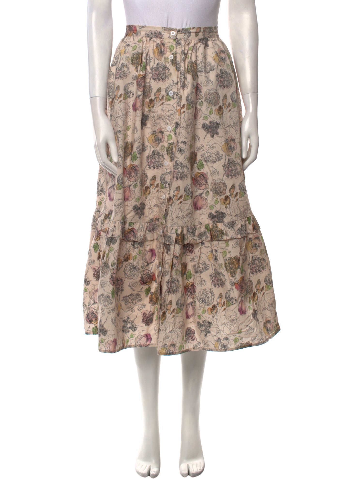 Meadows Floral Print Midi Length Skirt