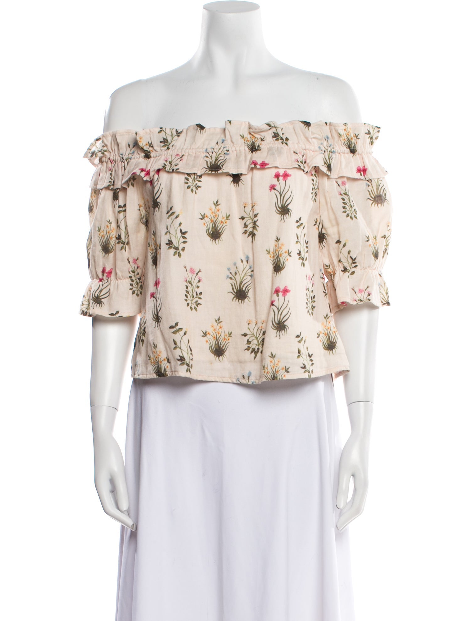 Meadows Floral Print Off-The-Shoulder Crop Top