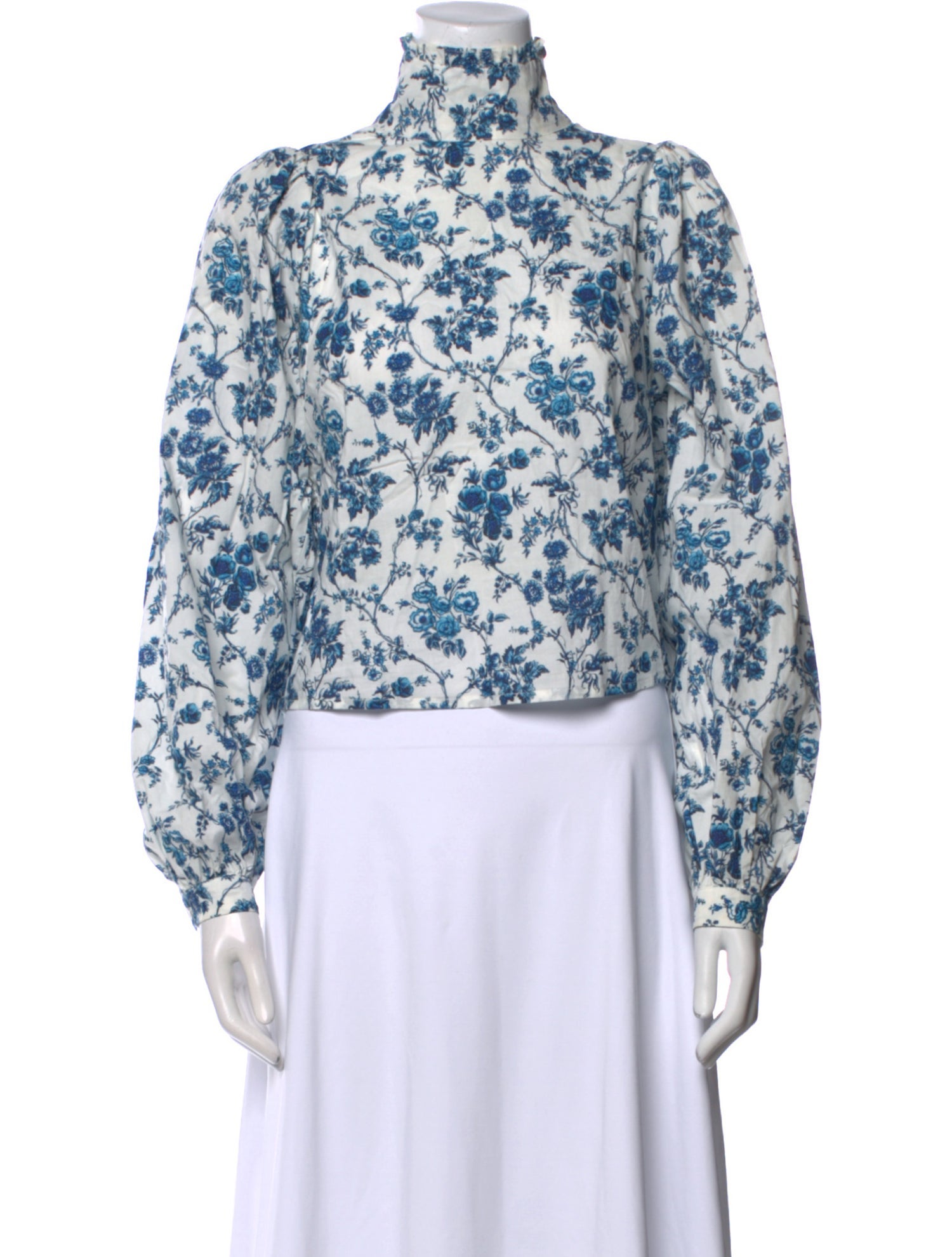 Meadows Floral Print Mock Neck Crop Top