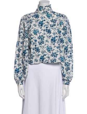 Meadows Floral Print Turtleneck Crop Top