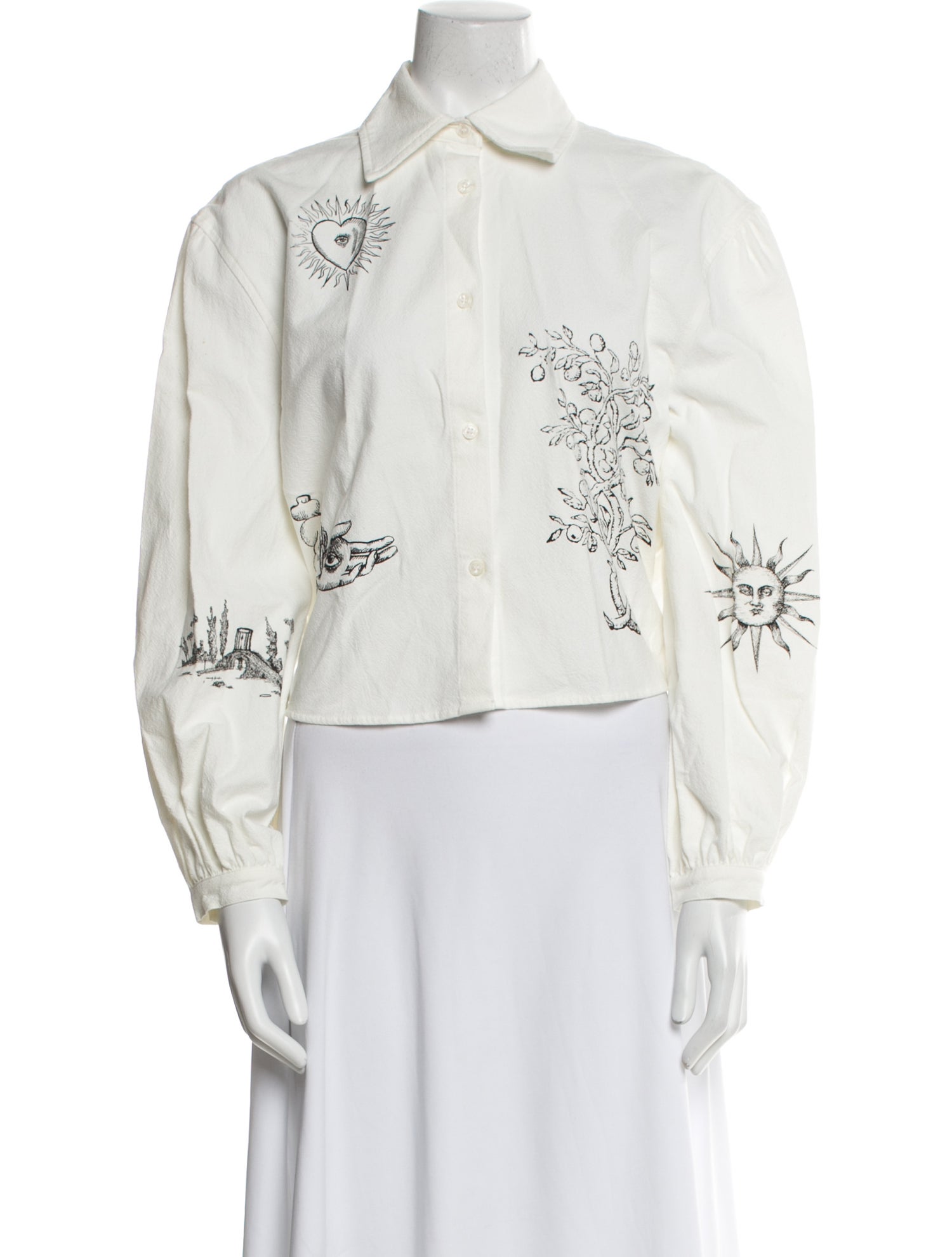 Meadows Printed Long Sleeve Button-Up Top