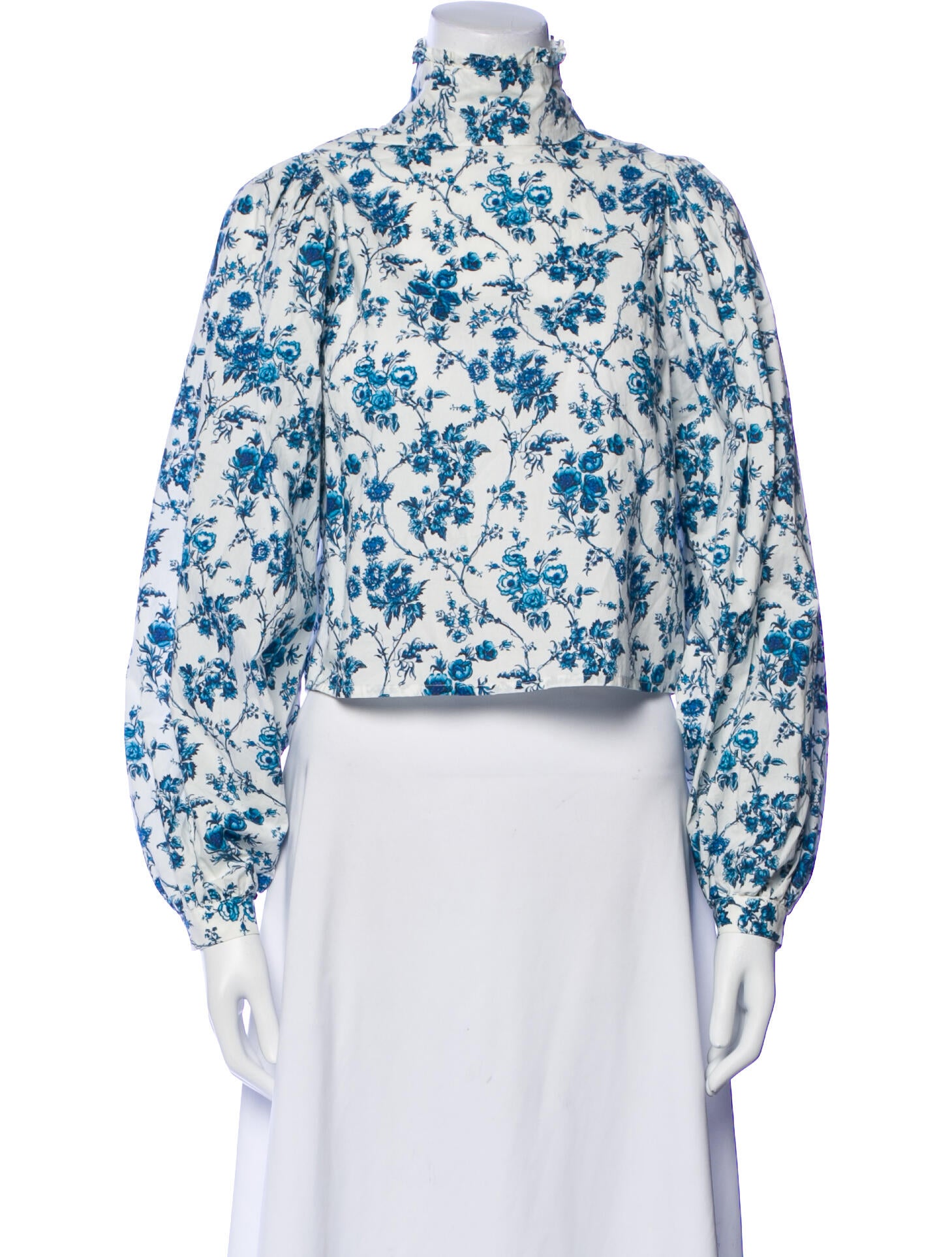 Meadows Floral Print Mock Neck Crop Top