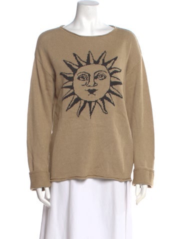 Pre-owned Meadows Linen Graphic Print Sweater In Neutral