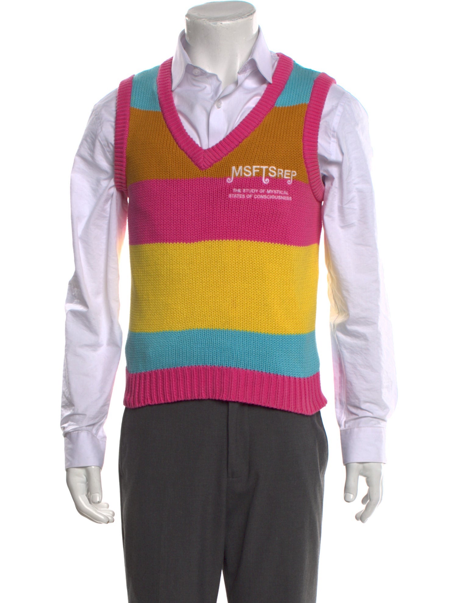 MSFTSrep Striped V-Neck Sweater Vest