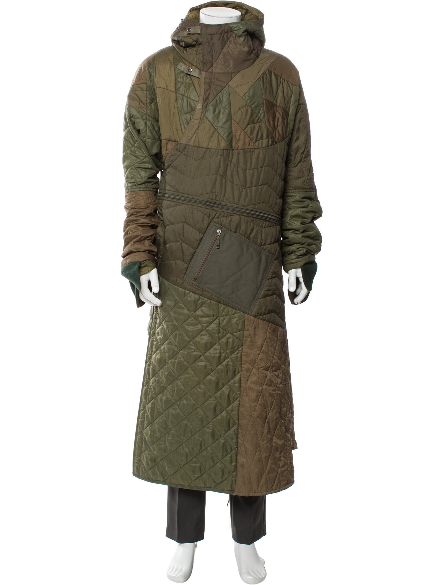 Maharishi Colorblock Pattern Puffer Coat