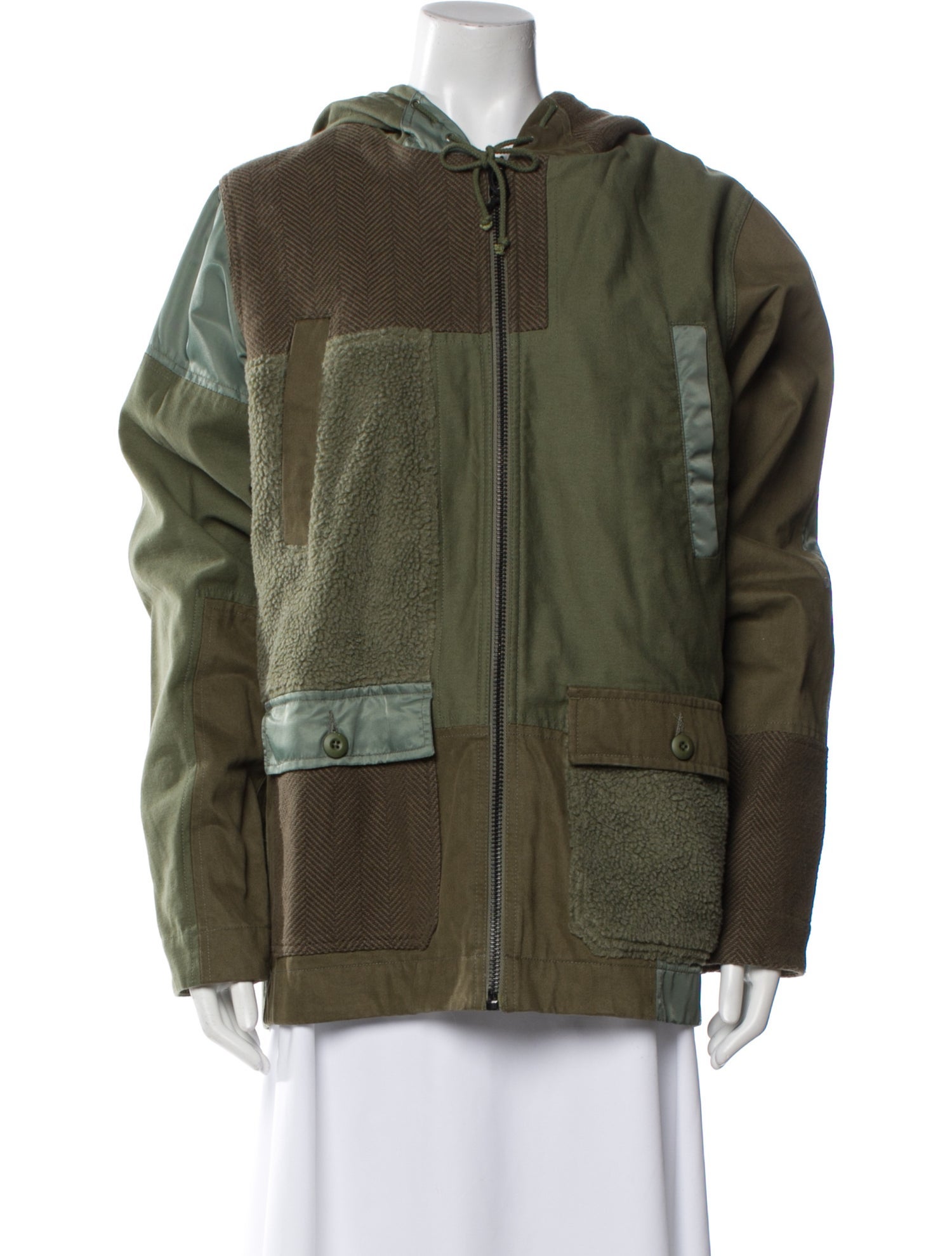 Maharishi Colorblock Pattern Faux Fur Coat