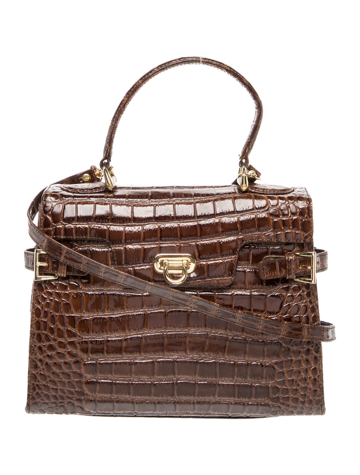 Muska Embossed Leather Top Handle Bag