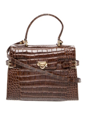 Muska Embossed Leather Top Handle Bag