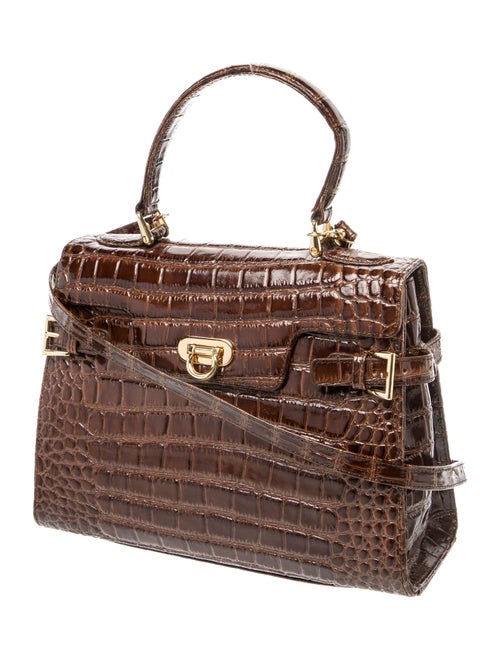 Muska Embossed Leather Top Handle Bag