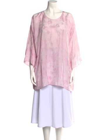 Ms Min Tops Tie-Dye Print Scoop Neck Tunic S