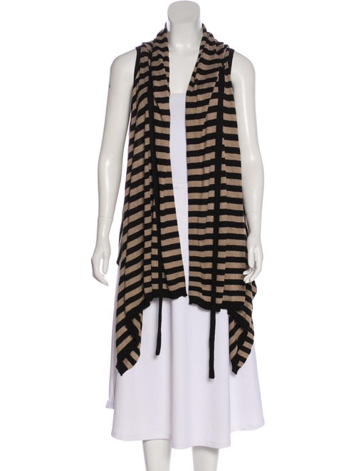 Michelle Mason Striped Sleeveless Cardigan Black