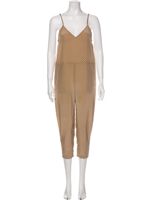 Michelle Mason Polka Dot Print V-Neck Jumpsuit