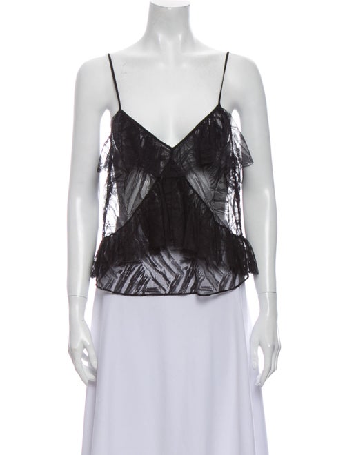 Michelle Mason V-Neck Sleeveless Blouse Black