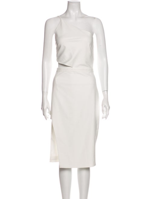 Michelle Mason One-Shoulder Midi Length Dress Whit