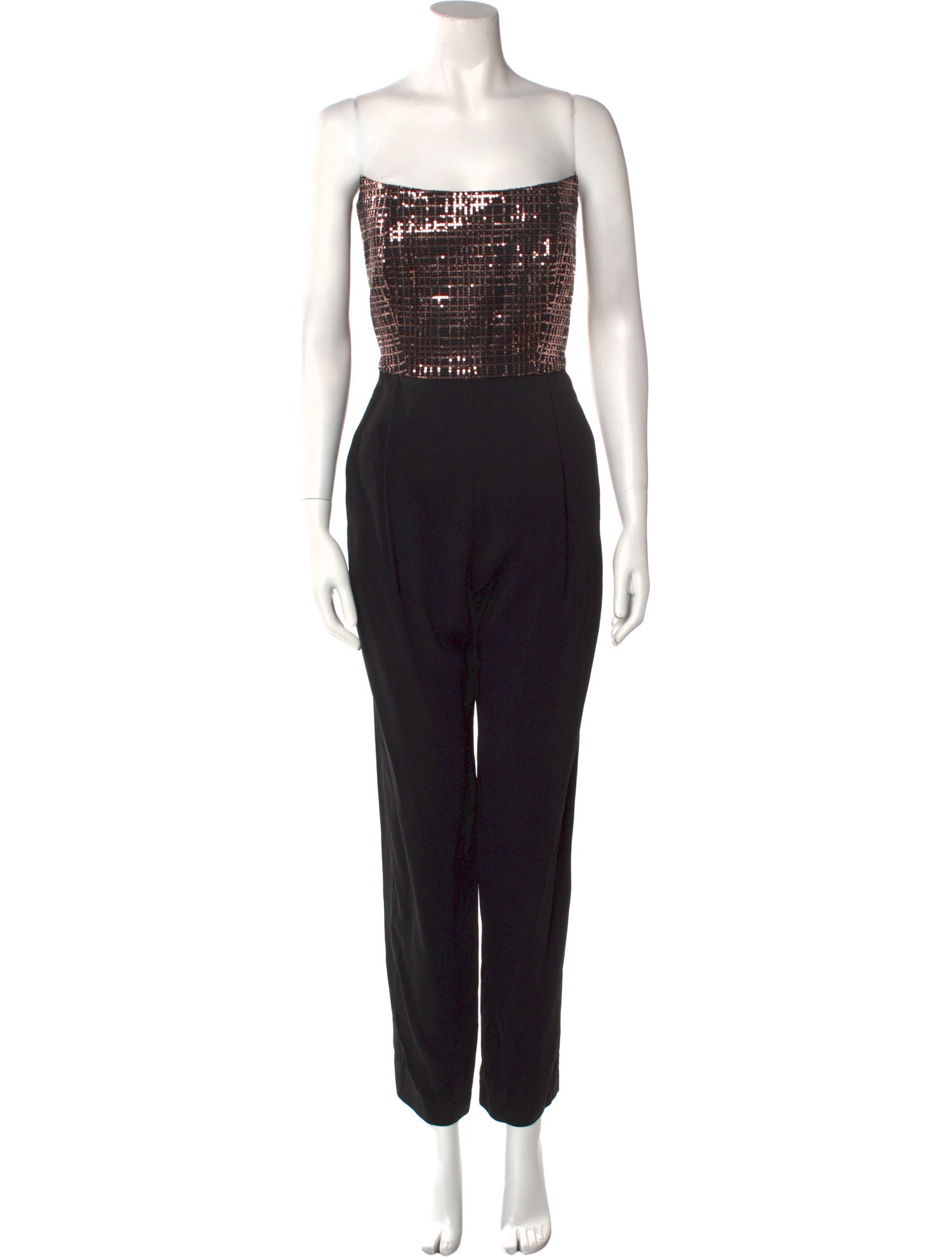 Michelle Mason Colorblock Pattern Strapless Jumpsuit