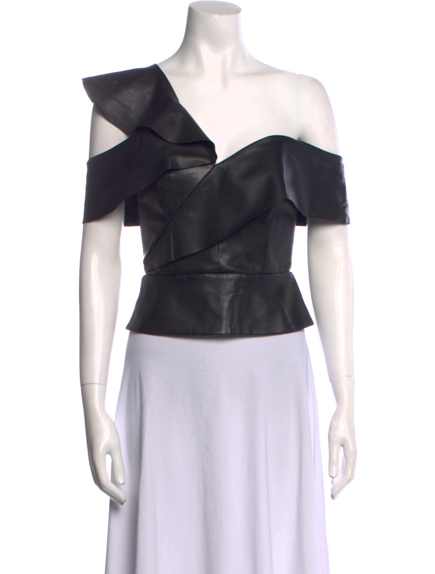 Michelle Mason One-Shoulder Short Sleeve Crop Top