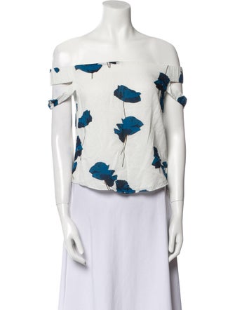 Michelle Mason Printed Off-The-Shoulder Top