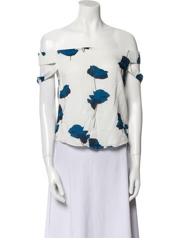 Michelle Mason Tops Printed Off-The-Shoulder Top XS