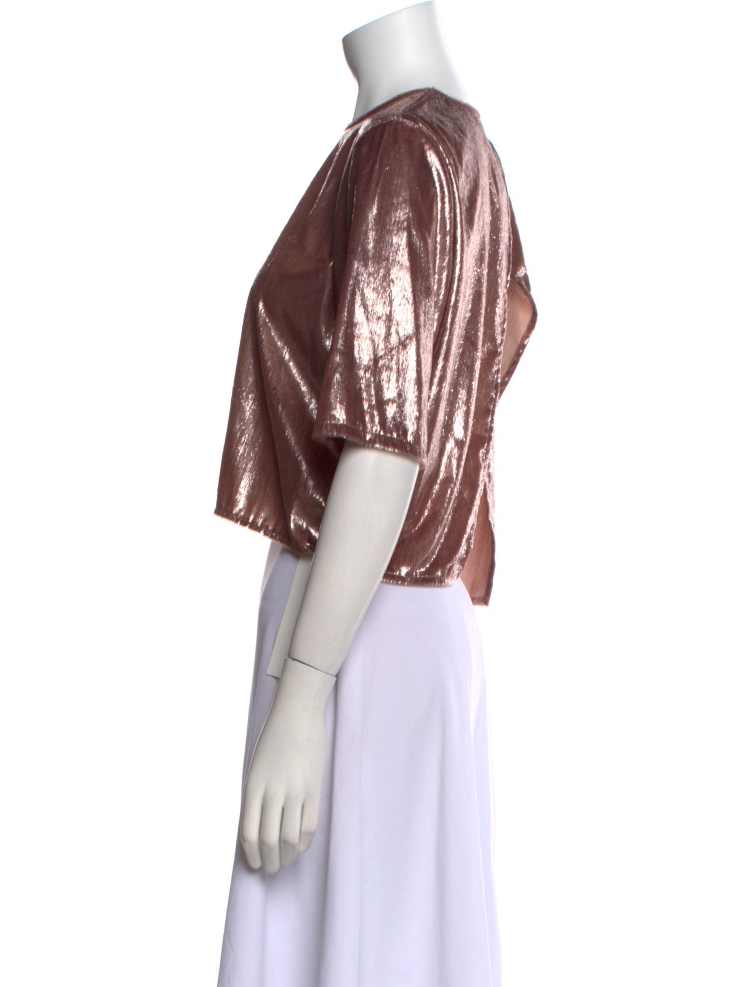 Michelle Mason Bateau Neckline Short Sleeve Crop Top