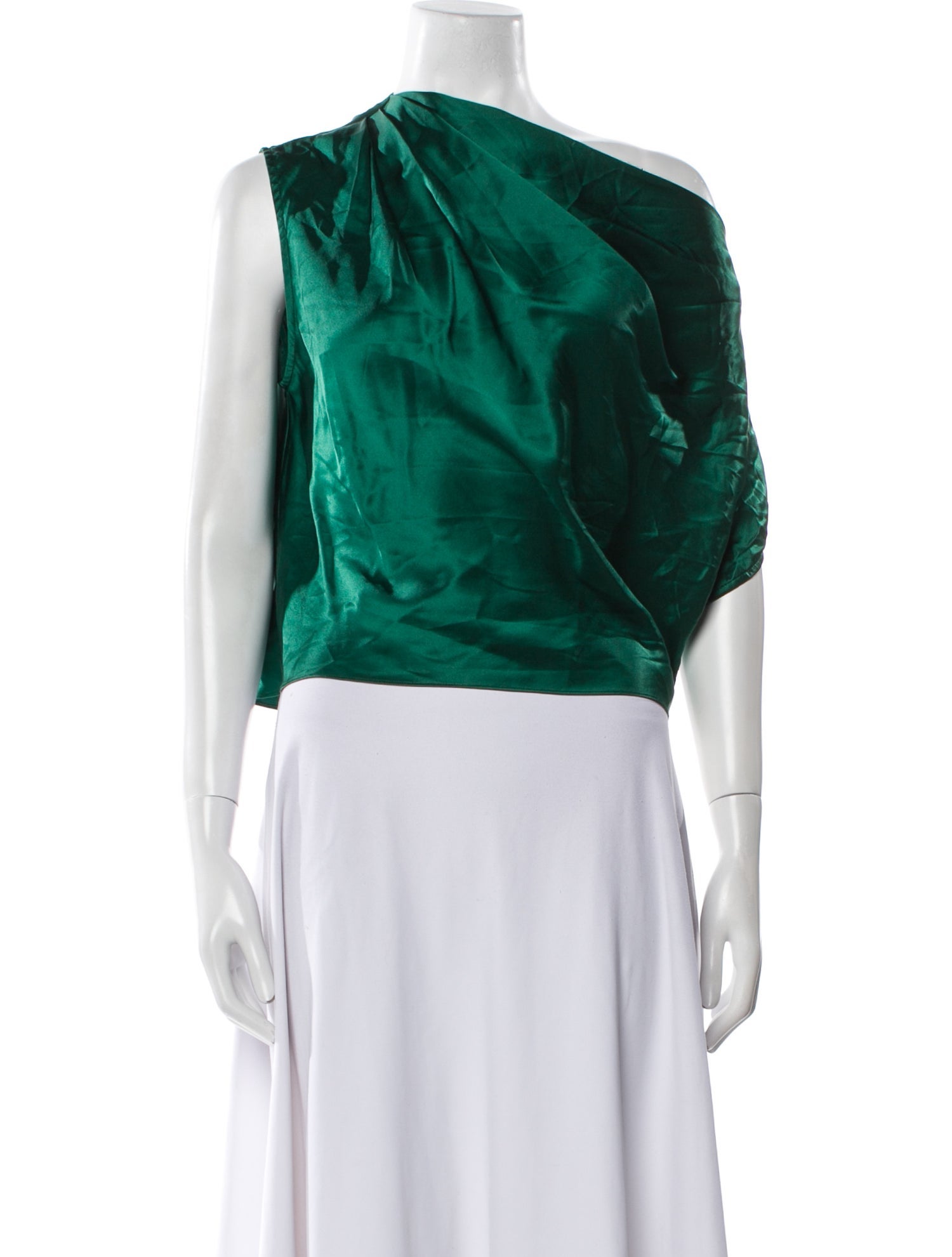 Michelle Mason Silk One-Shoulder Crop Top