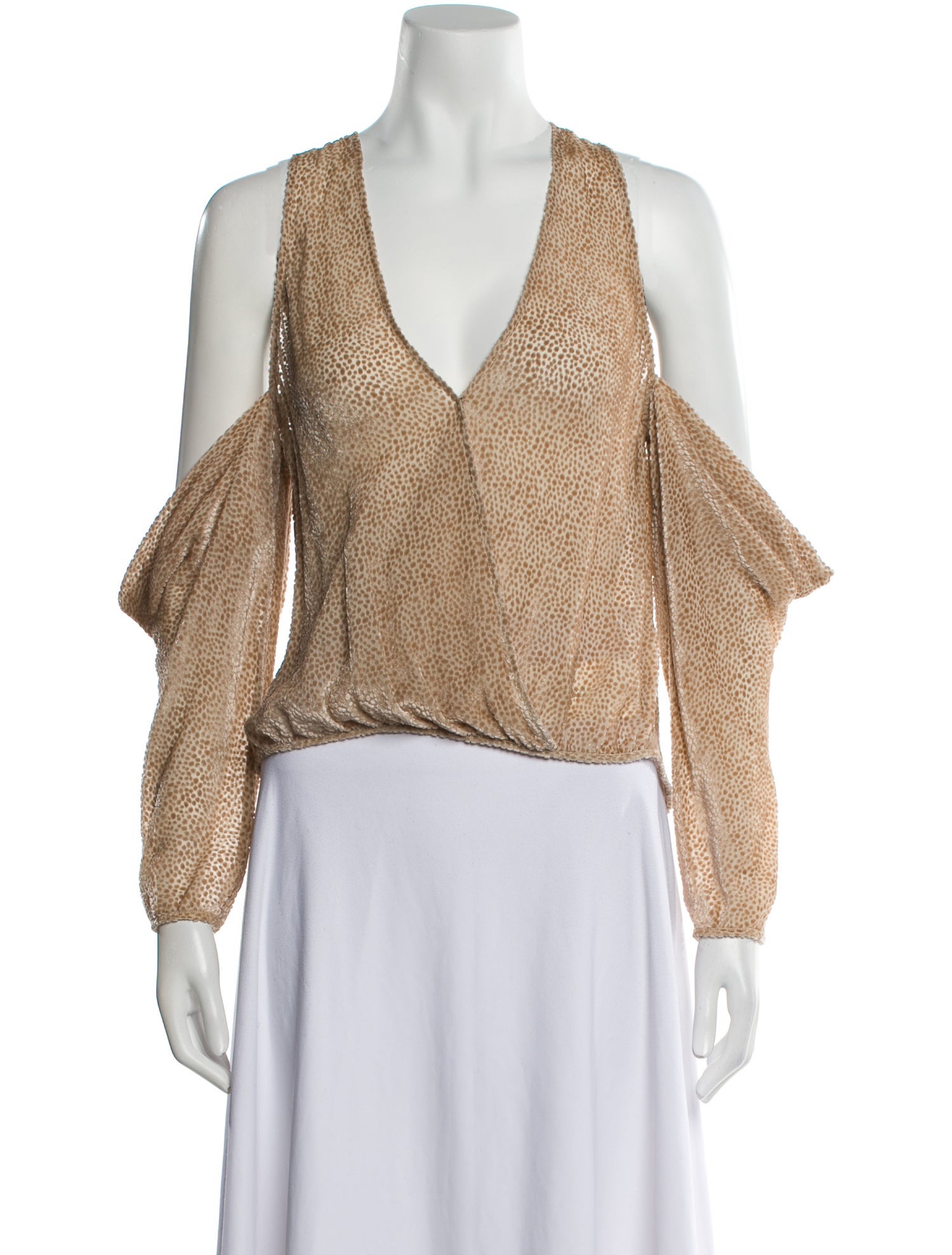 Michelle Mason Animal Print V-Neck Crop Top