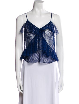 Michelle Mason Nylon V-Neck Crop Top