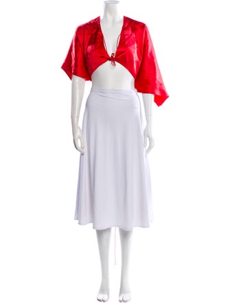 Michelle Mason Silk V-Neck Crop Top