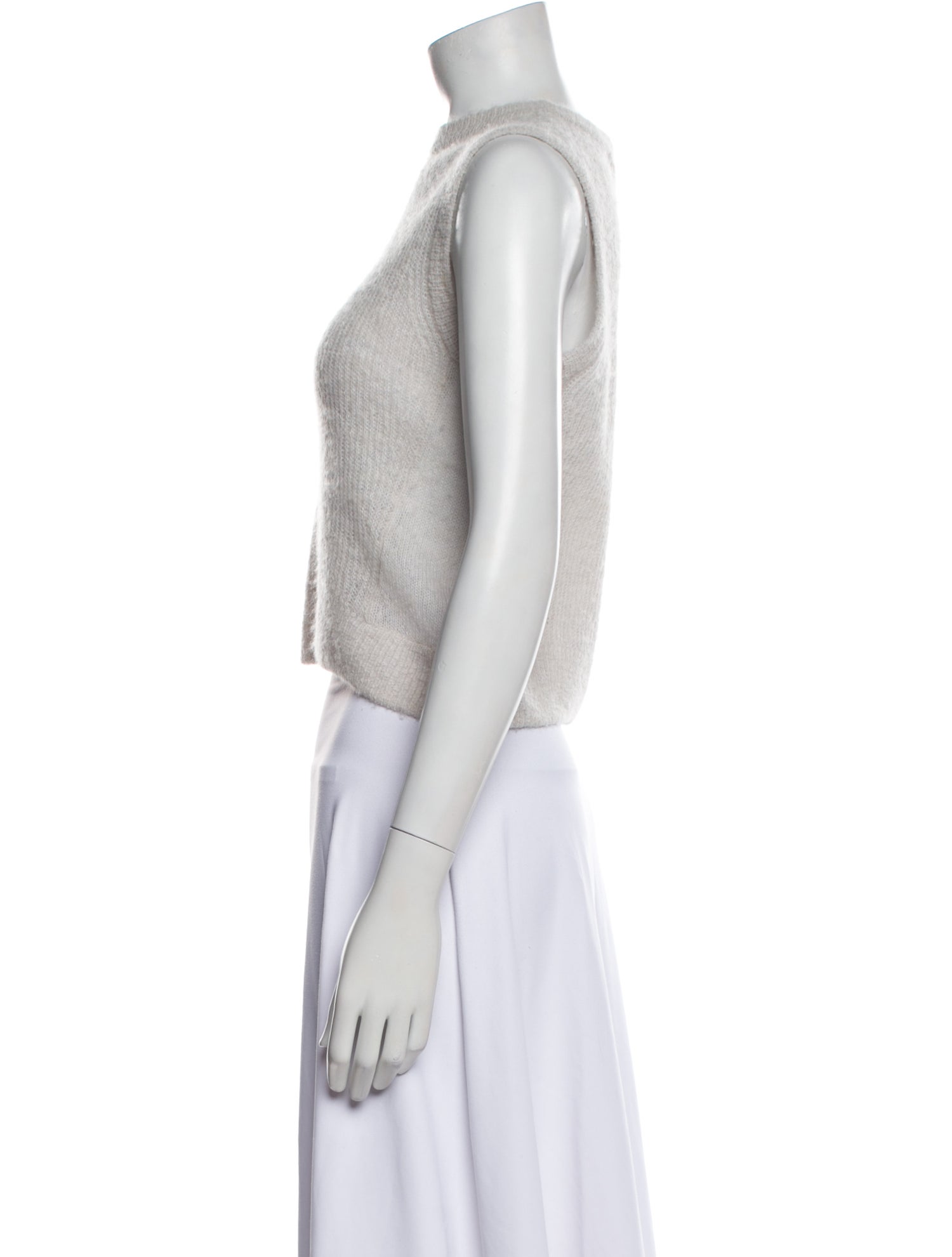 Michelle Mason Bateau Neckline Sleeveless Crop Top