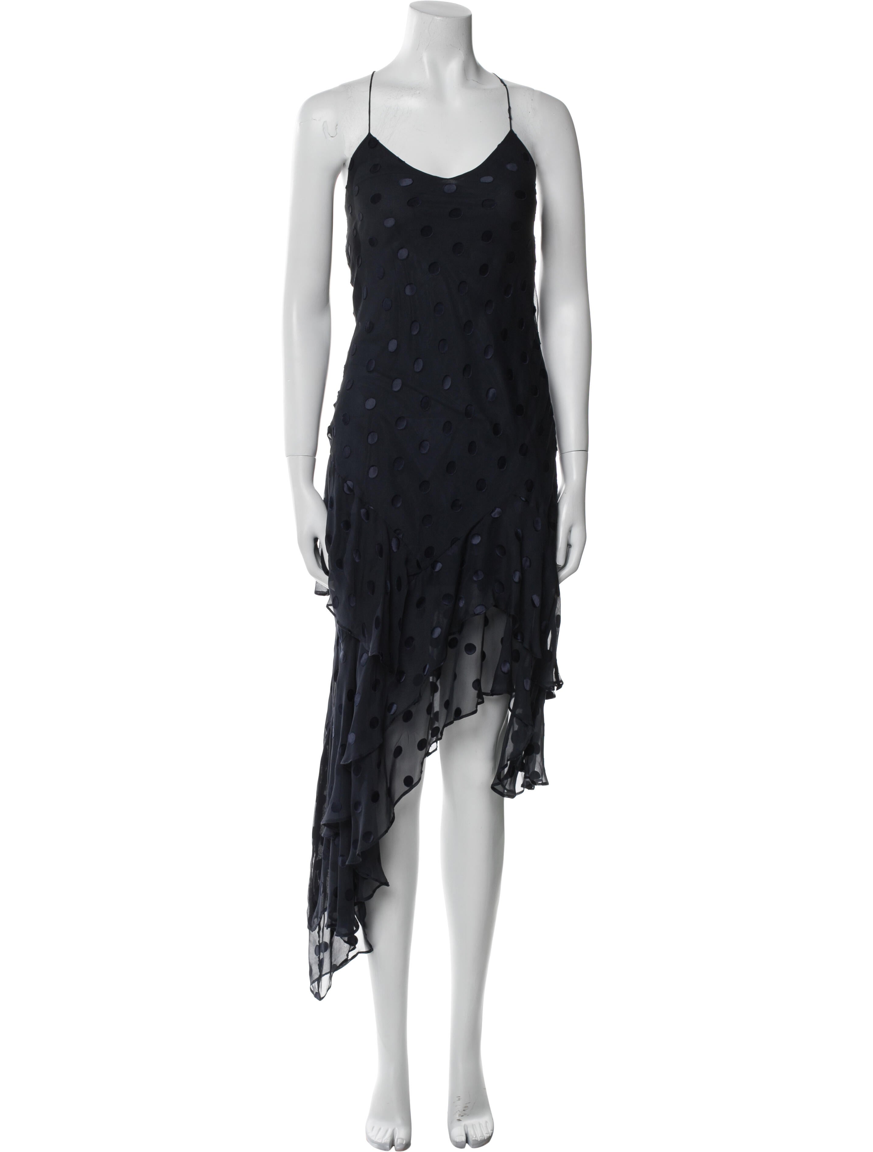 Michelle Mason Polka Dot Print Long Dress