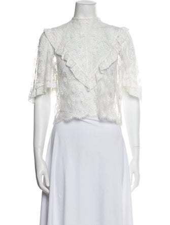 Michelle Mason Mock Neck Short Sleeve Crop Top