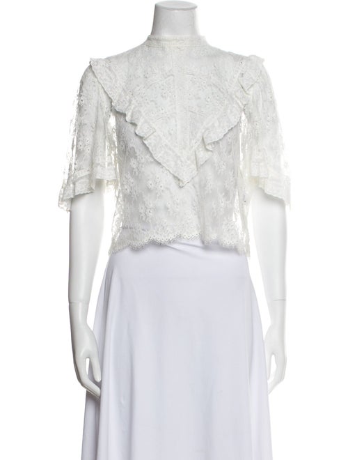 Michelle Mason Mock Neck Short Sleeve Crop Top