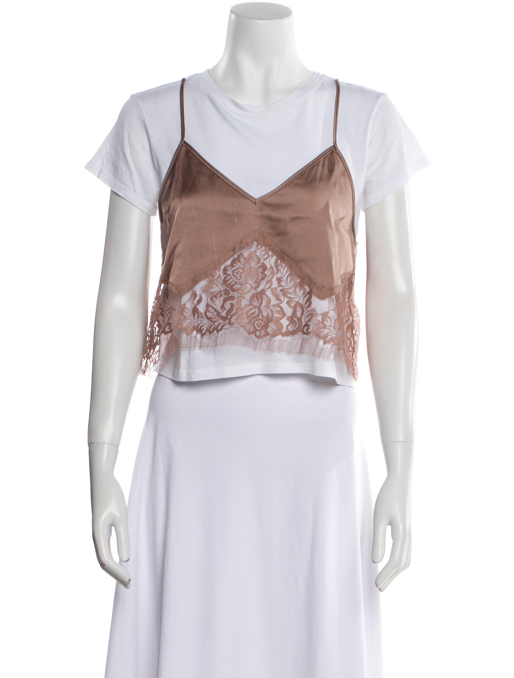 Michelle Mason V-Neck Short Sleeve Crop Top