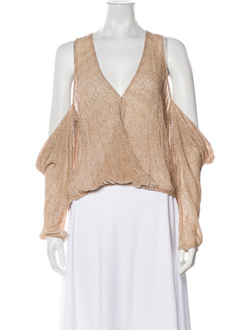 Michelle Mason Animal Print V-Neck Crop Top