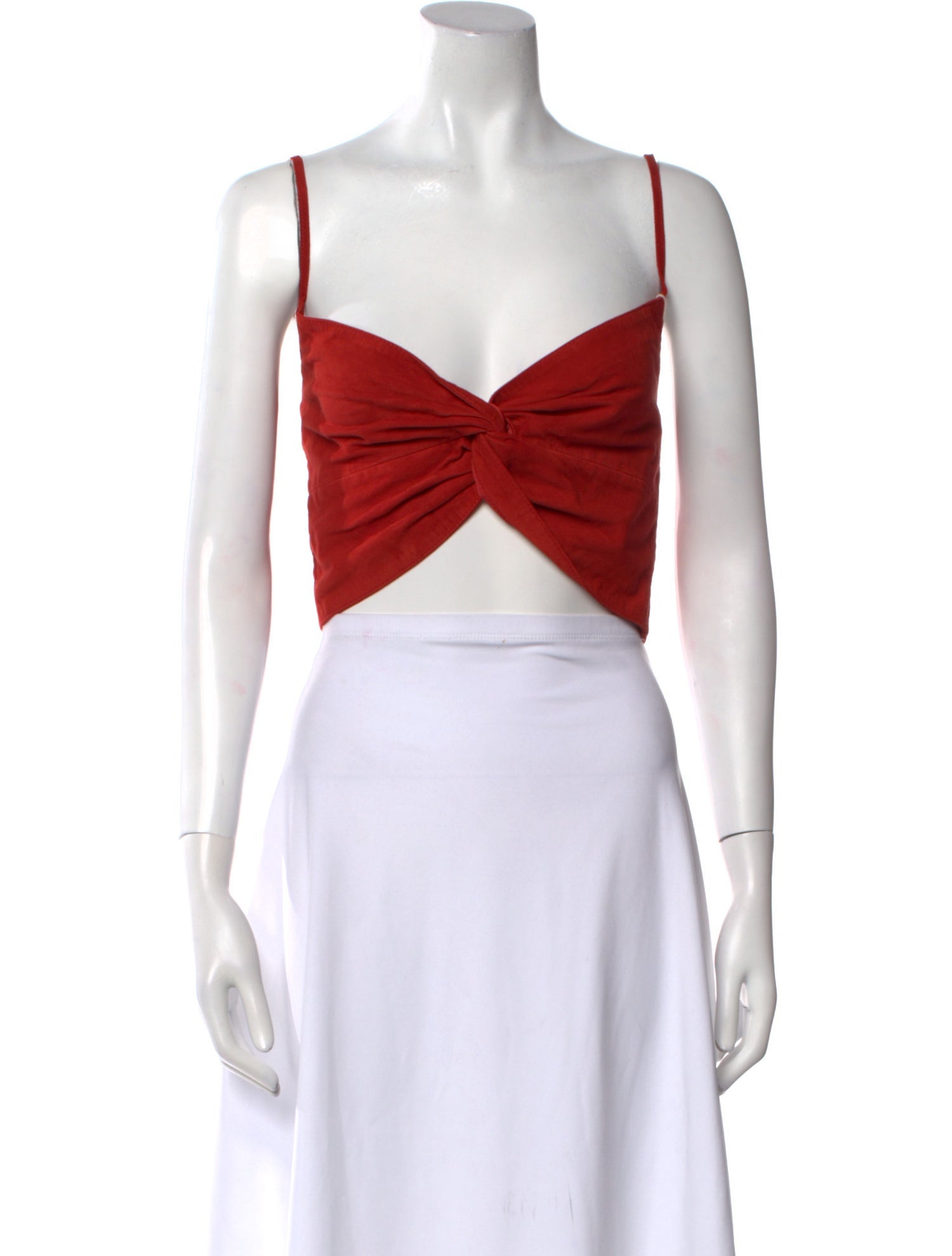 Michelle Mason Suede V-Neck Crop Top