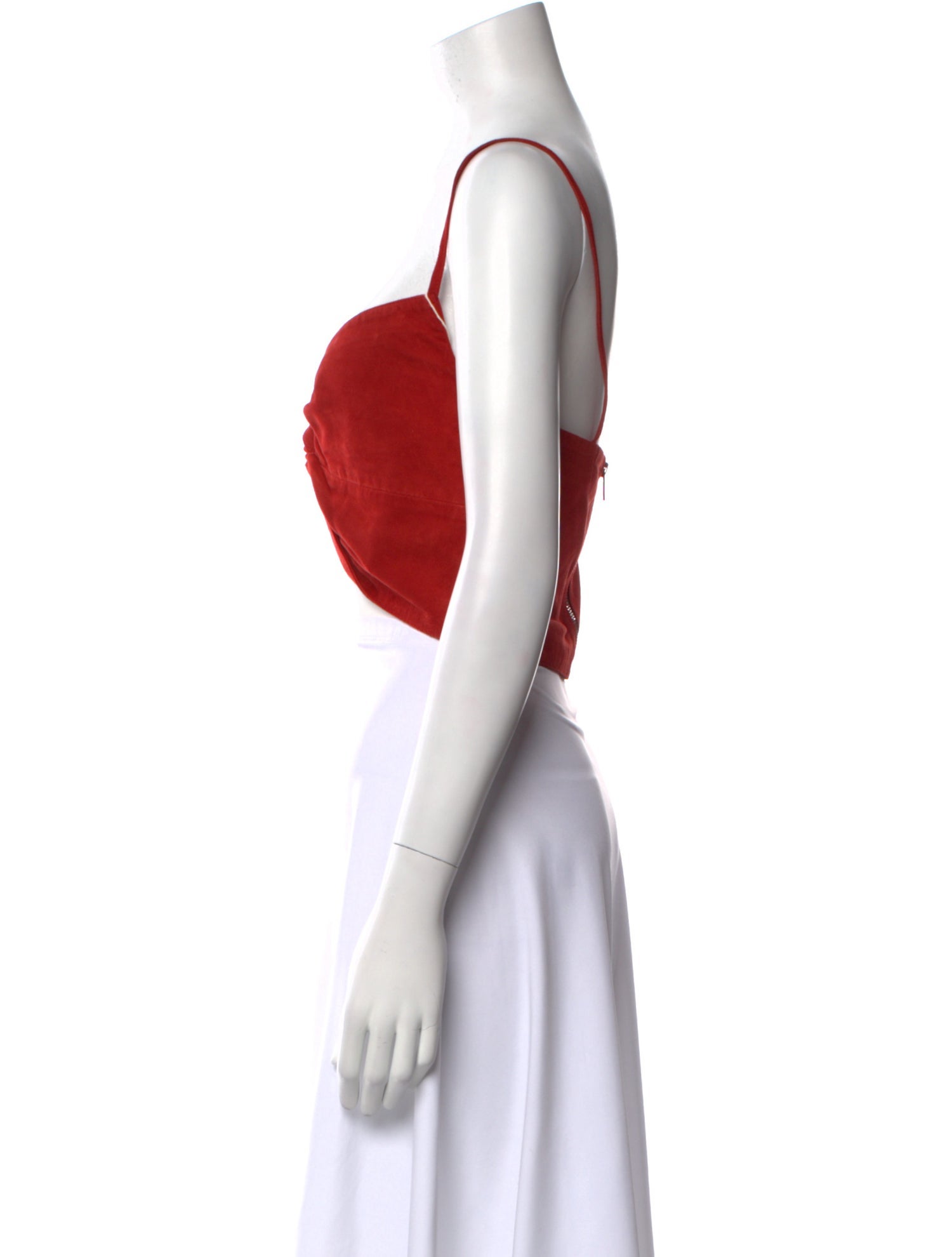 Michelle Mason Suede V-Neck Crop Top