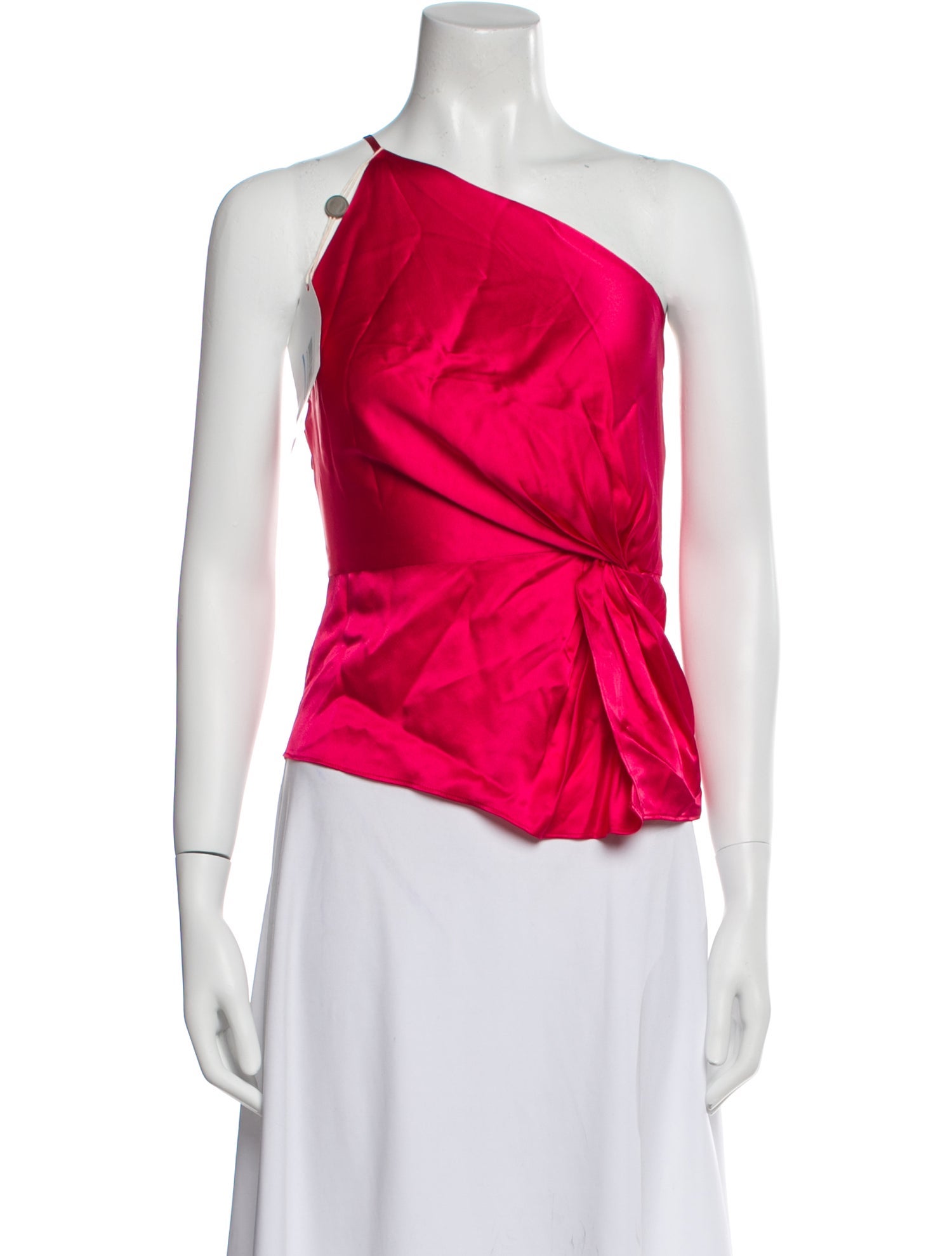 Michelle Mason Silk One-Shoulder Crop Top