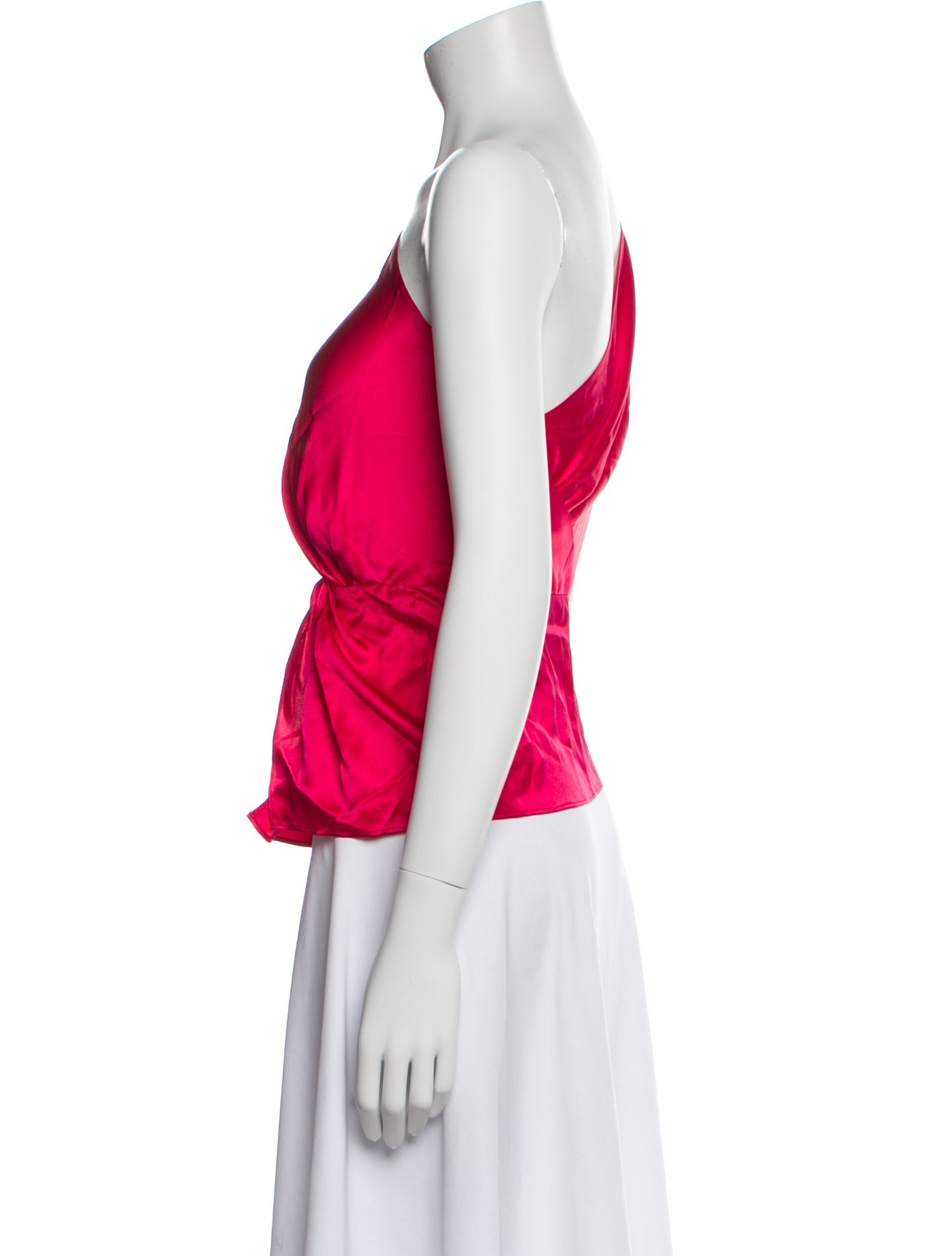 Michelle Mason Silk One-Shoulder Crop Top