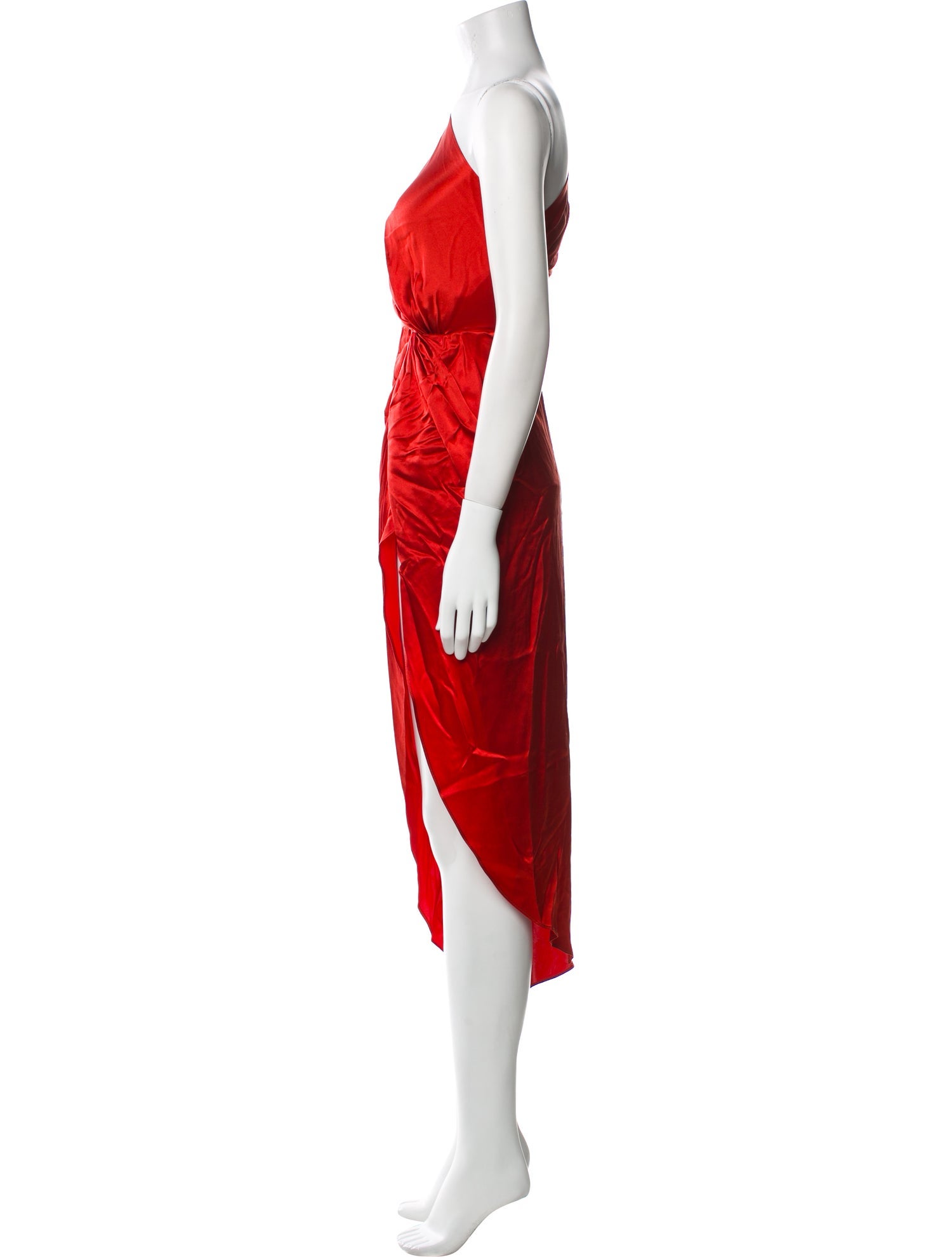 michelle mason red silk dress Asymmetrical gathered gown