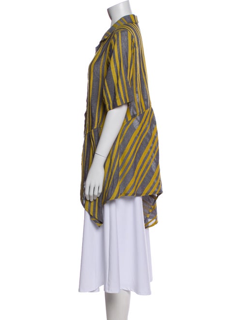 M Square Striped Short Sleeve Button-Up Top