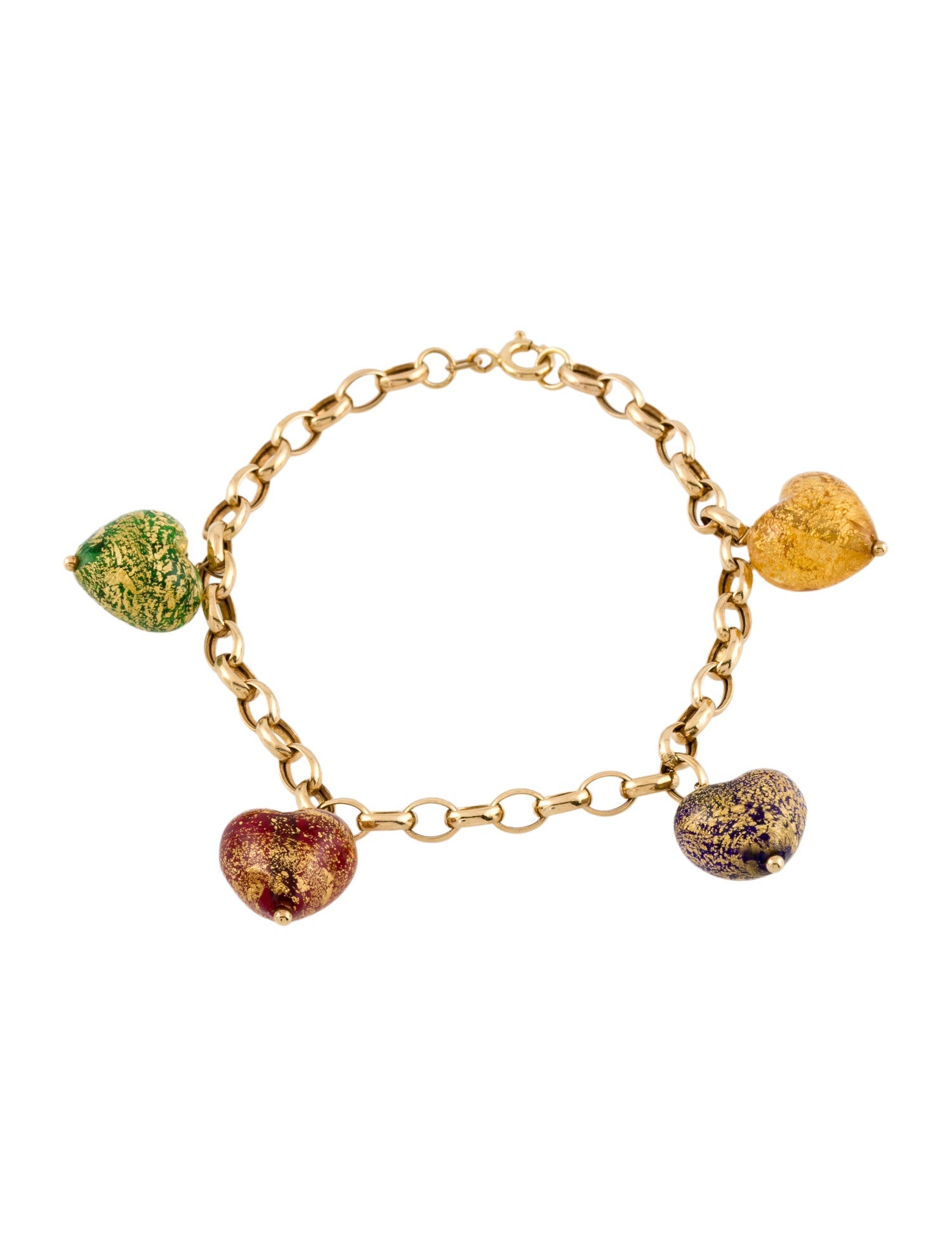 Michael Anthony 14K Glass Heart Charm Bracelet