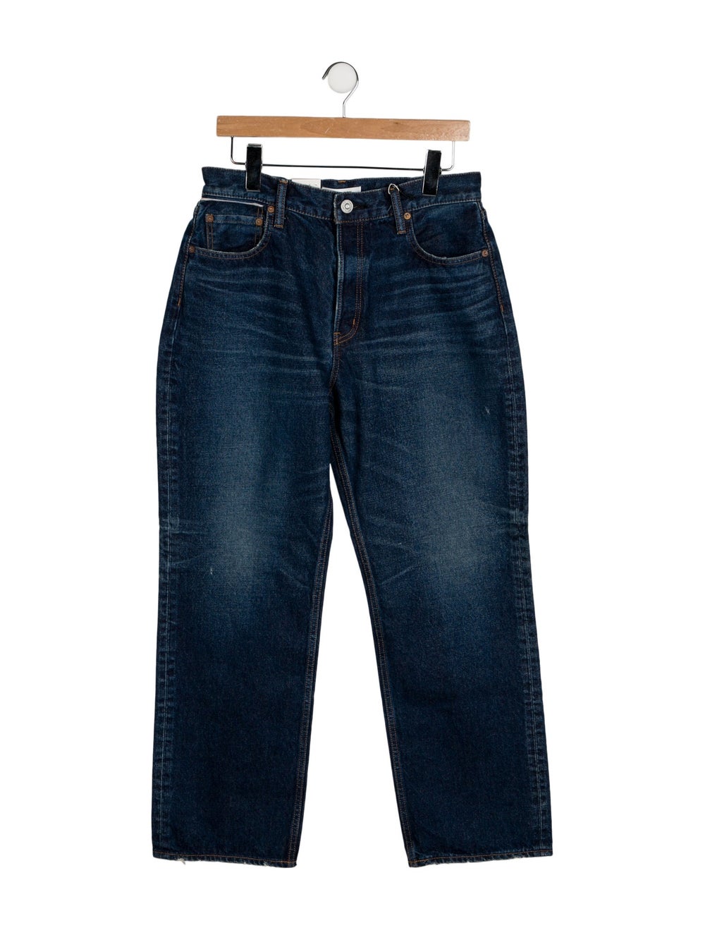 Moussy Vintage Wide Leg Jeans Blue Printed Medium Wash with High-Rise 5 Pockets