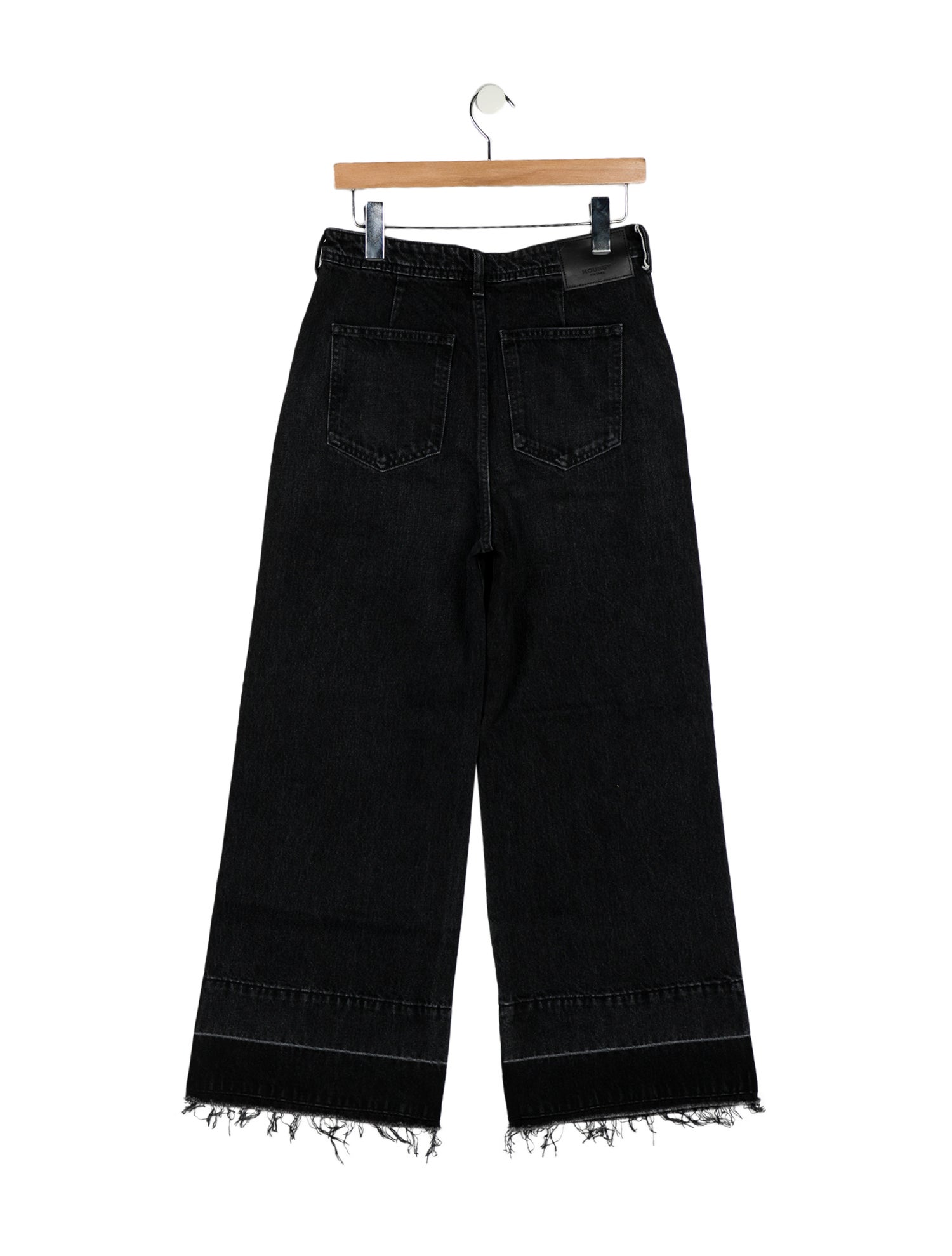 Moussy Vintage Wide Leg Jeans Black High-Rise 4 Pockets Raw