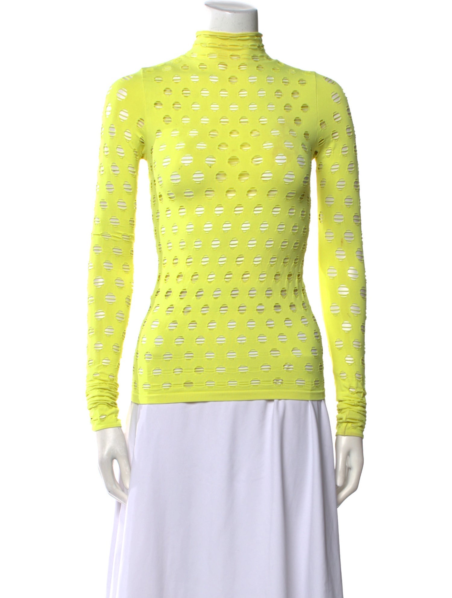 Maisie Wilen Lace Pattern Turtleneck Top